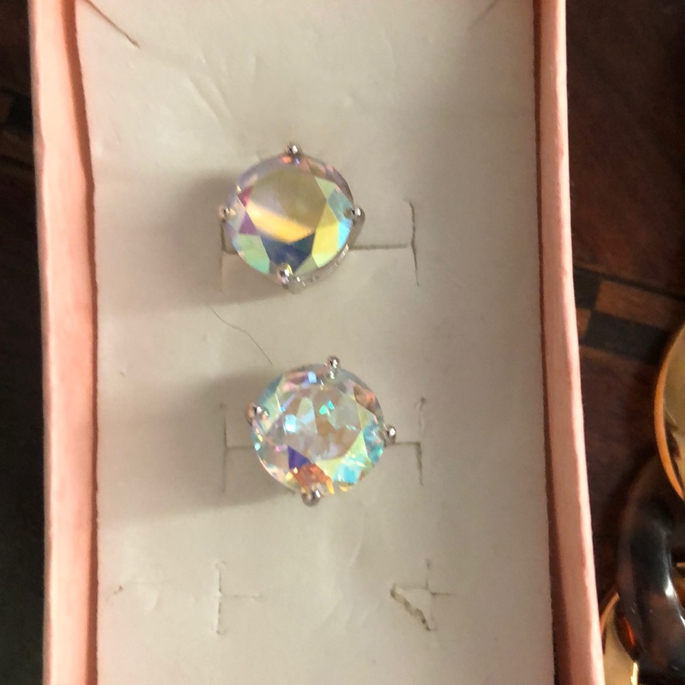 Kate spade iridescent stone earrings with silver